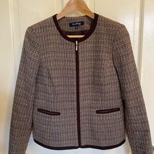 Frenchy Evan Picone Women's petite Tweed Blazer - Brown and Black